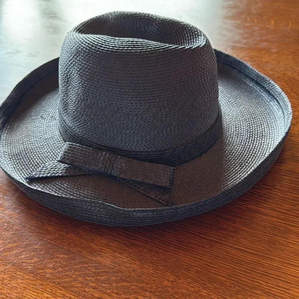 Vintage Don Anderson Blue Straw Fedora Sun Hat Women’s Size Small - Picture 10 of 13